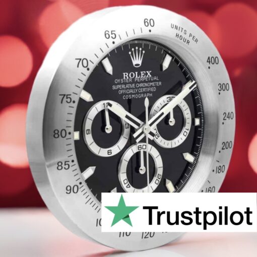 Premium デイトナスタイル、シルバー＆ブラック | ウォールクロック