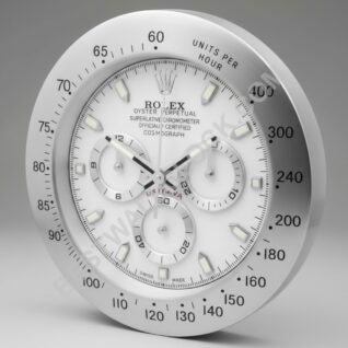 Daytona Style, Silver & White | Wall Clock