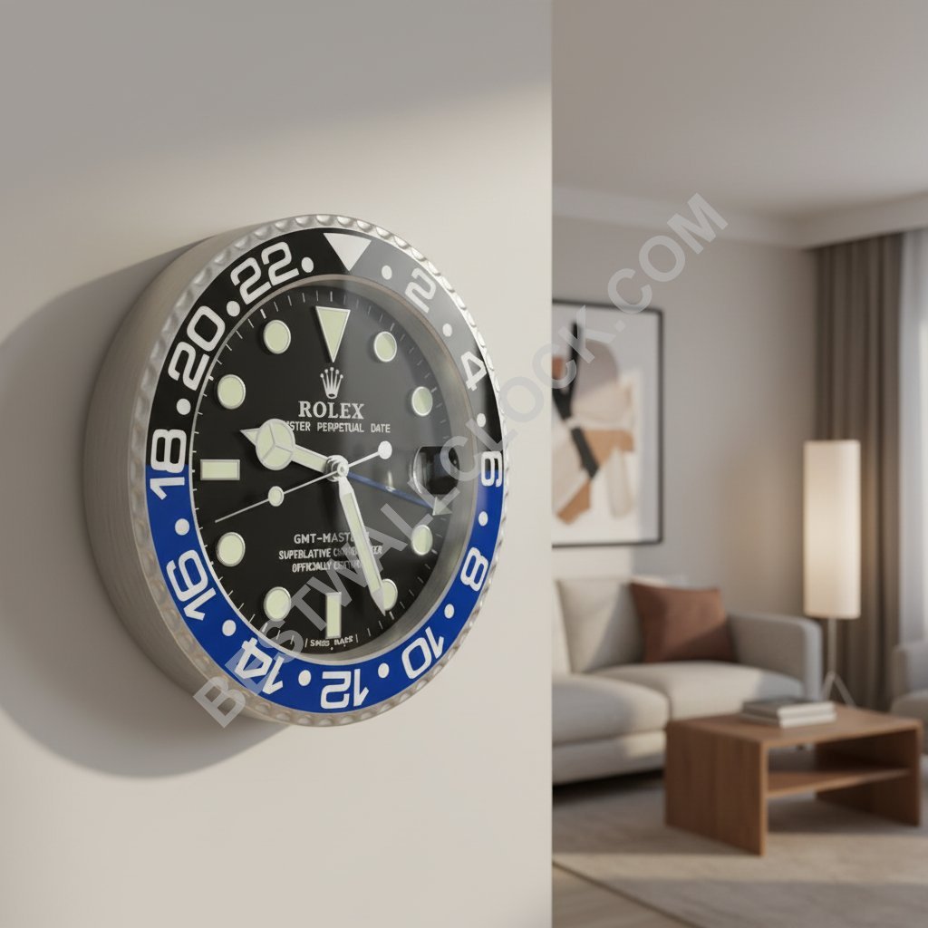 Rolex GMT-Master II Stil – dealer display Wanduhr 34cm („Batman“ Blau/Schwarz) – Bild 10