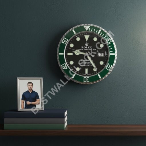 Premium ZEGAR ŚCIENNY ROLEX SUBMARINER CZARNY CYFERBLAT ZIELONY