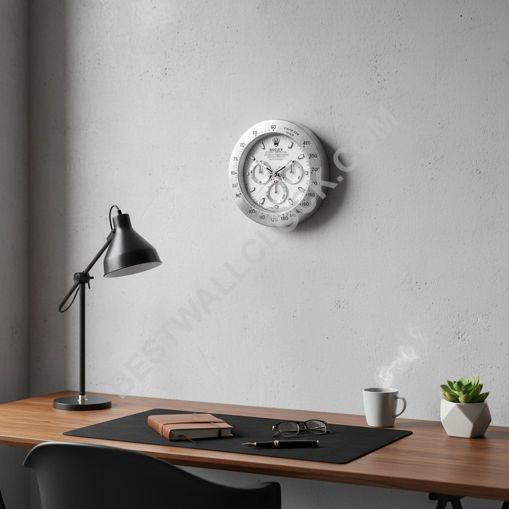 Daytona Stil, Sølv & Hvit | Veggklokke - Bilde 10