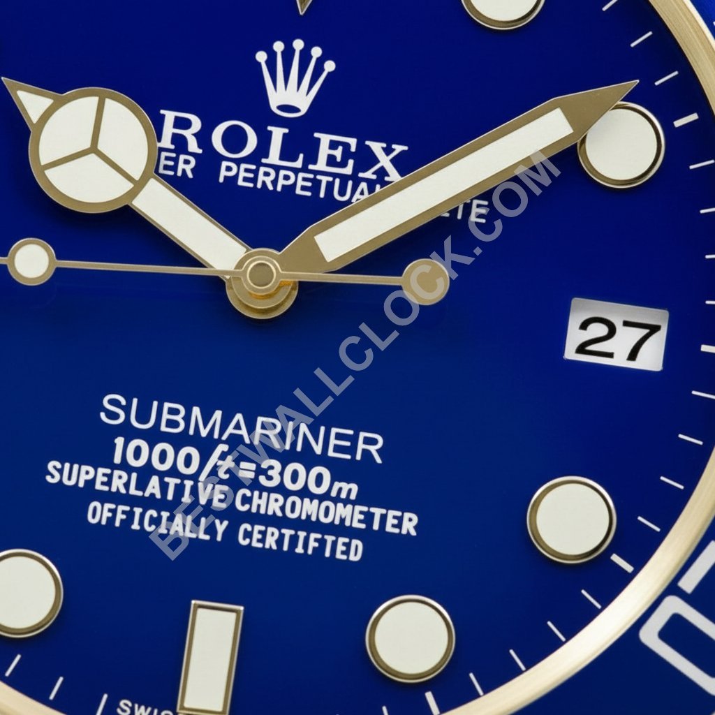 Style Submariner Bleu & Or | Horloge Murale – Image 2