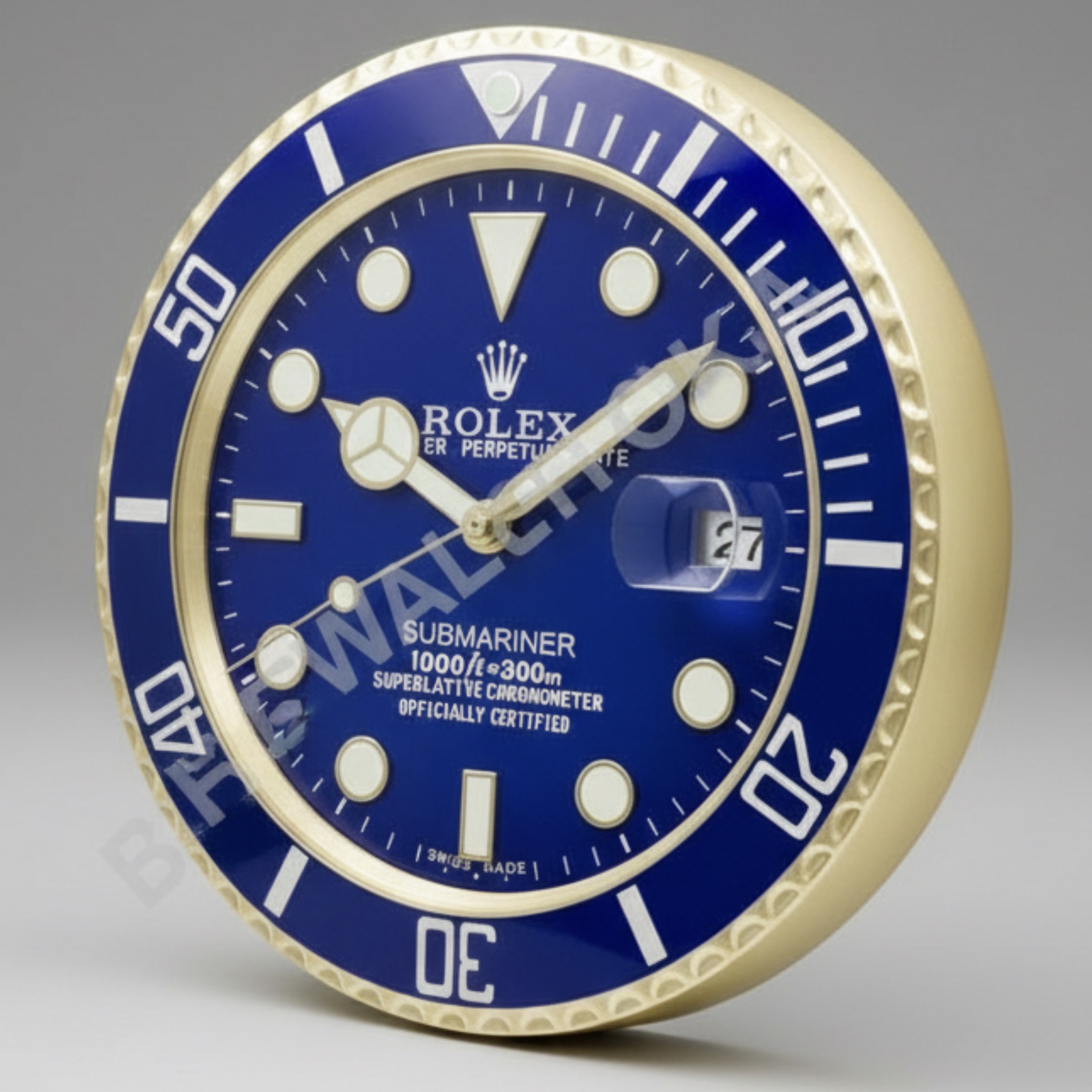 Style Submariner Bleu & Or | Horloge Murale