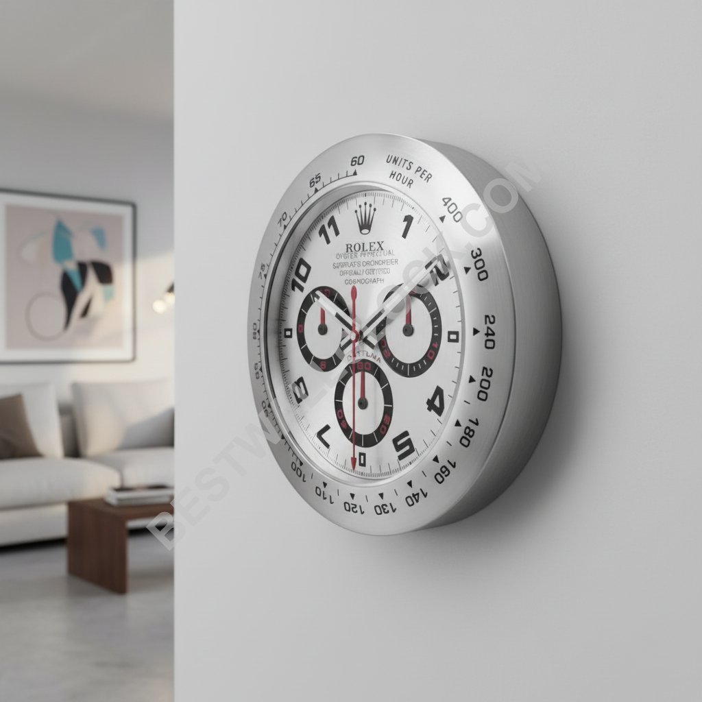 Rolex Cosmograph Daytona Style – Dealer Display Wall Clock 34cm (Silver & White "Racing" Edition) - Image 12