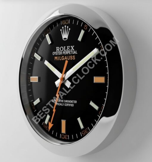 ROLEX Oyster Perpetual Milgauss 掛時計 Milgauss Style – Dealer Display Wall Clock 34cm (Black & Orange