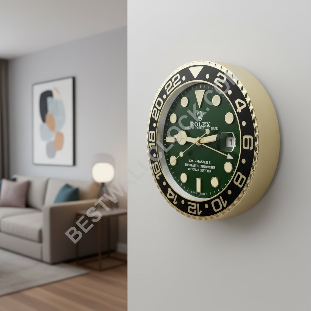 Rolex GMT-Master II Style – Dealer Display Wall Clock 34cm (Yellow Gold & Anniversary Green) - Image 11