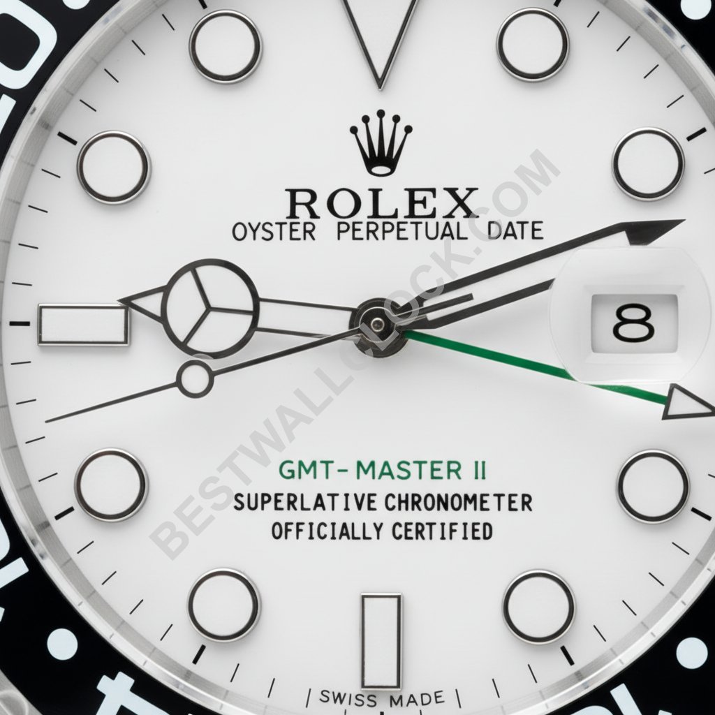 Rolex GMT-Master II Stil – dealer display Wanduhr 34cm (Silber & Polarweiß) – Bild 2