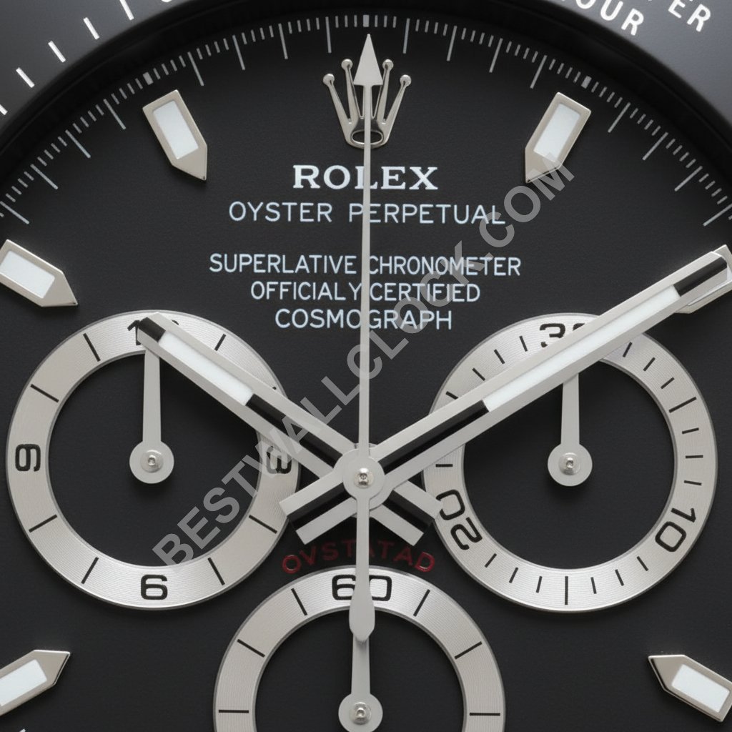 Orologio da parete XXL 43cm stile Rolex Cosmograph Daytona – Dealer Display (Nero Ossidiana Stealth) - immagine 2