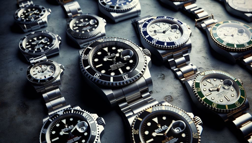 A group of watches are lined up on a table.