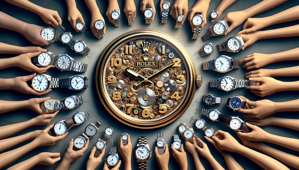 A clock with many hands around it.
