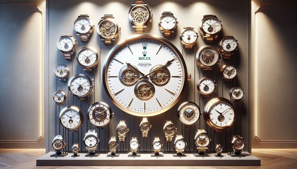 A large wall clock with many watches on it.