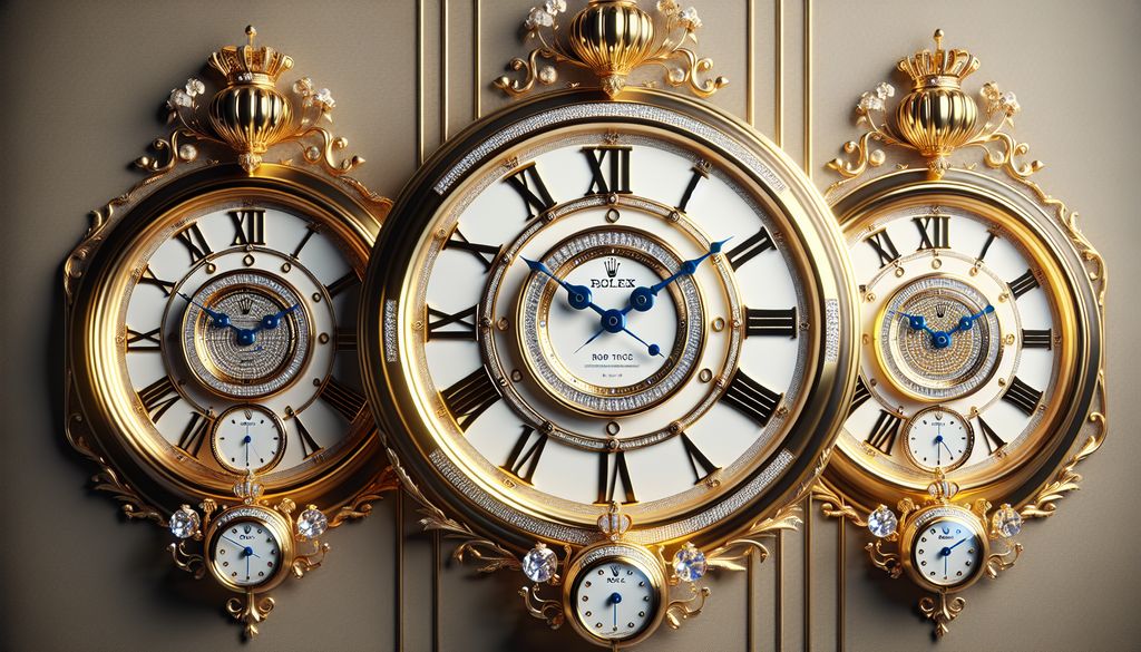 Three ornate clocks on a wall.