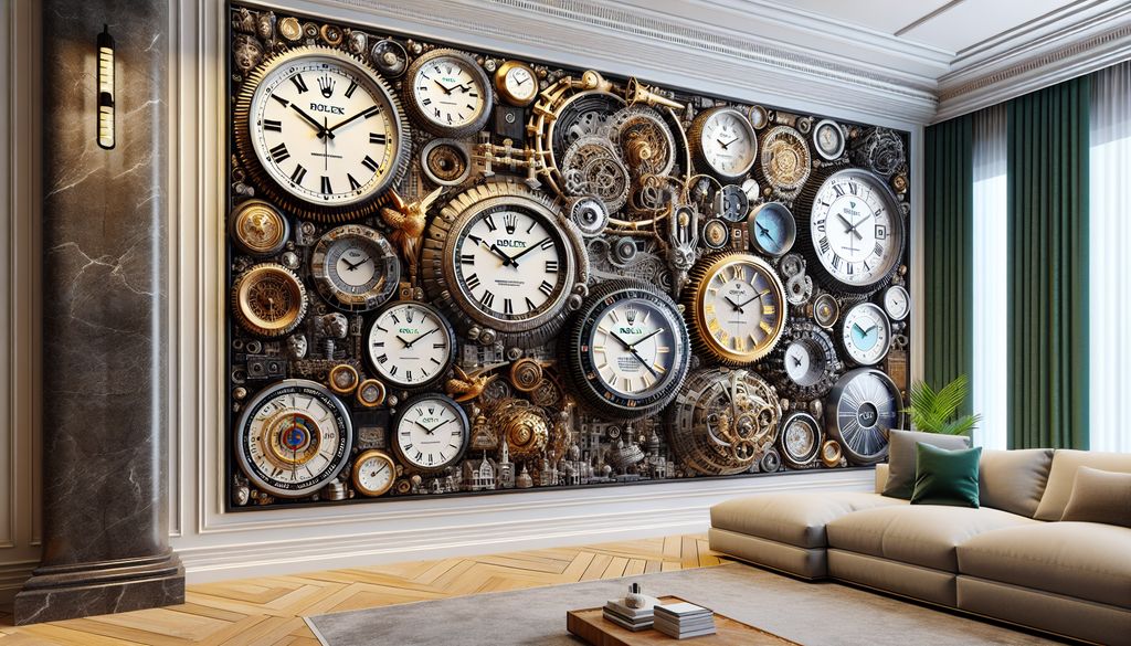 A living room with many clocks on the wall.