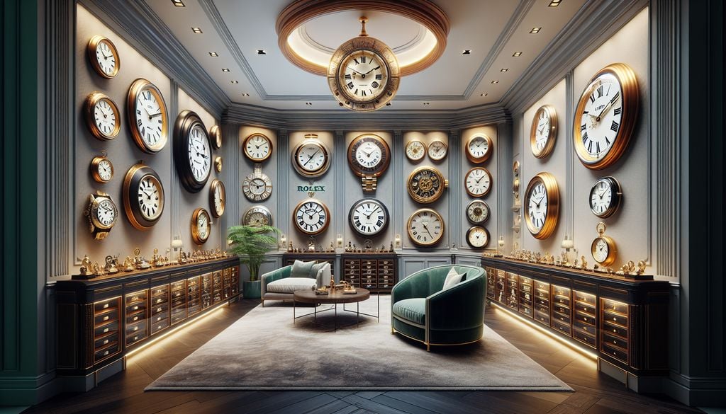 A room with many clocks on the wall.
