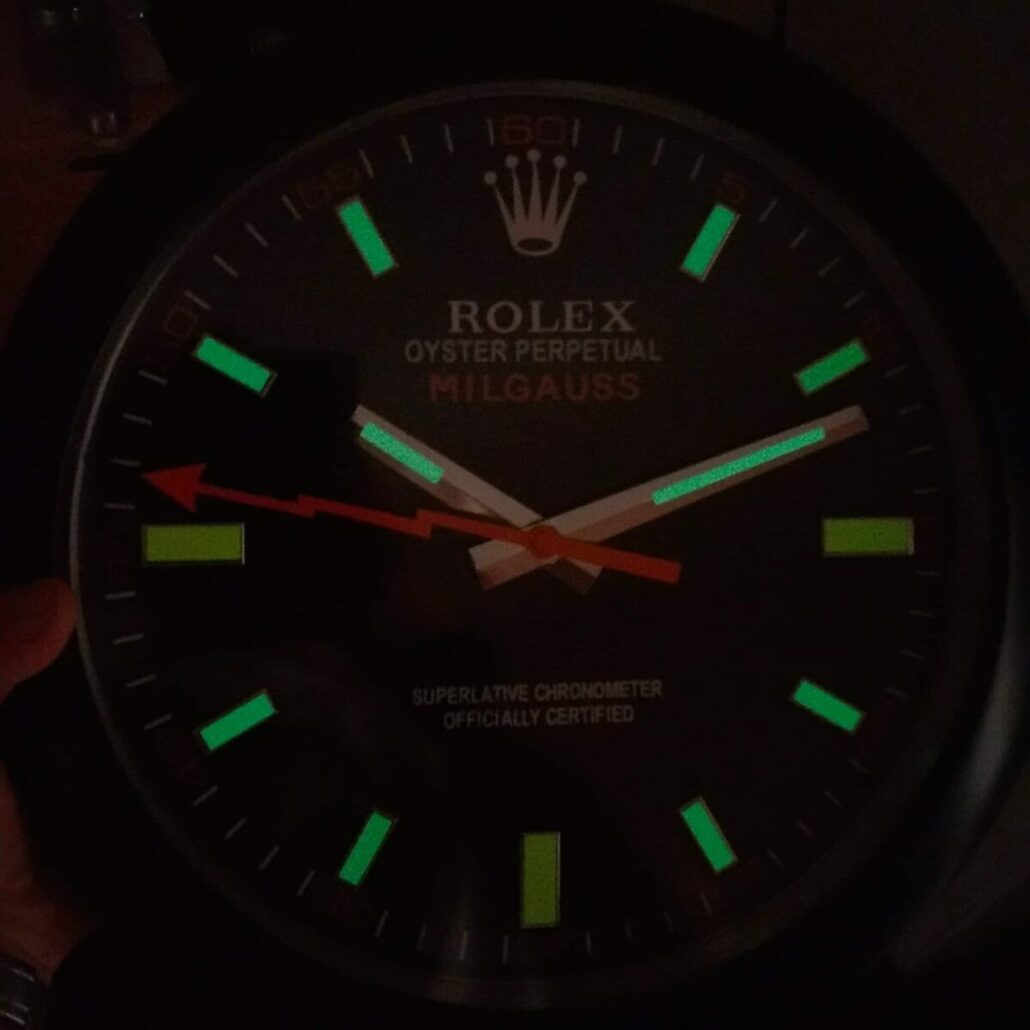 A top-rated Rolex Milgauss glows in the dark.