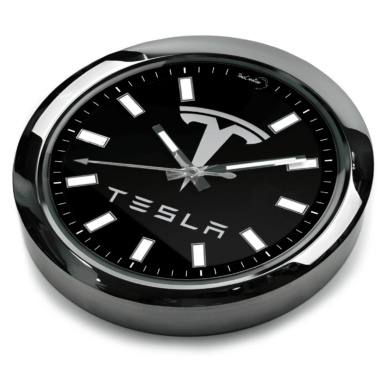 This is a Tesla Wall Clock with the Tesla logo on it.
