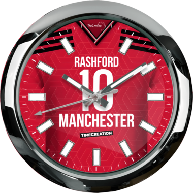 A clock with the name rashford 10 manchester.