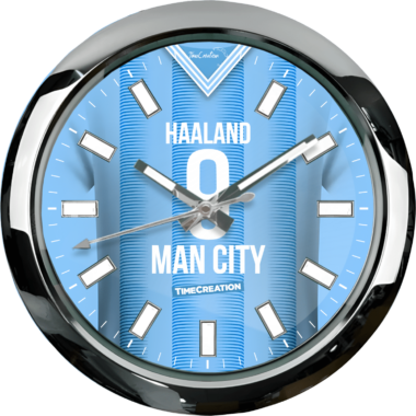 A clock with the word man city on it.