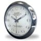 Close-up of a Rolex Oyster Perpetual Datejust wall clock with a silver dial, diamond hour markers, and a polished metallic frame.