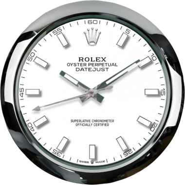 Close-up view of a rolex oyster perpetual datejust watch face.
