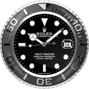 A close-up of a rolex yacht-master watch face displaying the time and date.