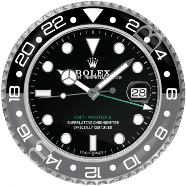 GMT-Master II Style – dealer display Wall Clock (Grey & Black "Bruce Wayne")