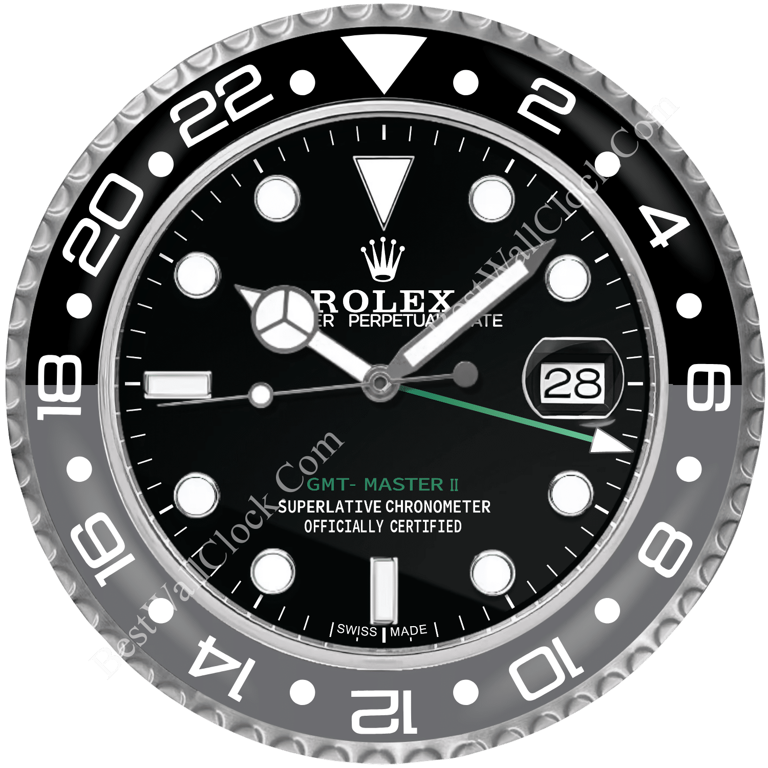 GMT-Master II Style – dealer display Wall Clock (Grey & Black "Bruce Wayne")