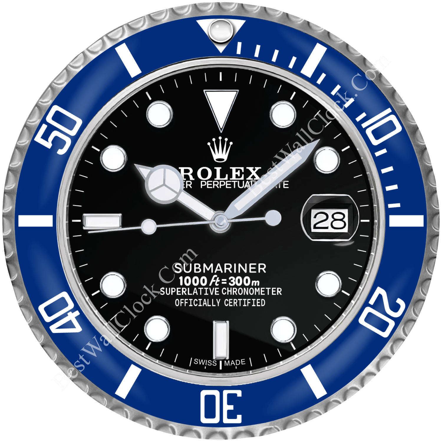 Submariner Style – dealer display Wall Clock (Bluesy Blue & Black)