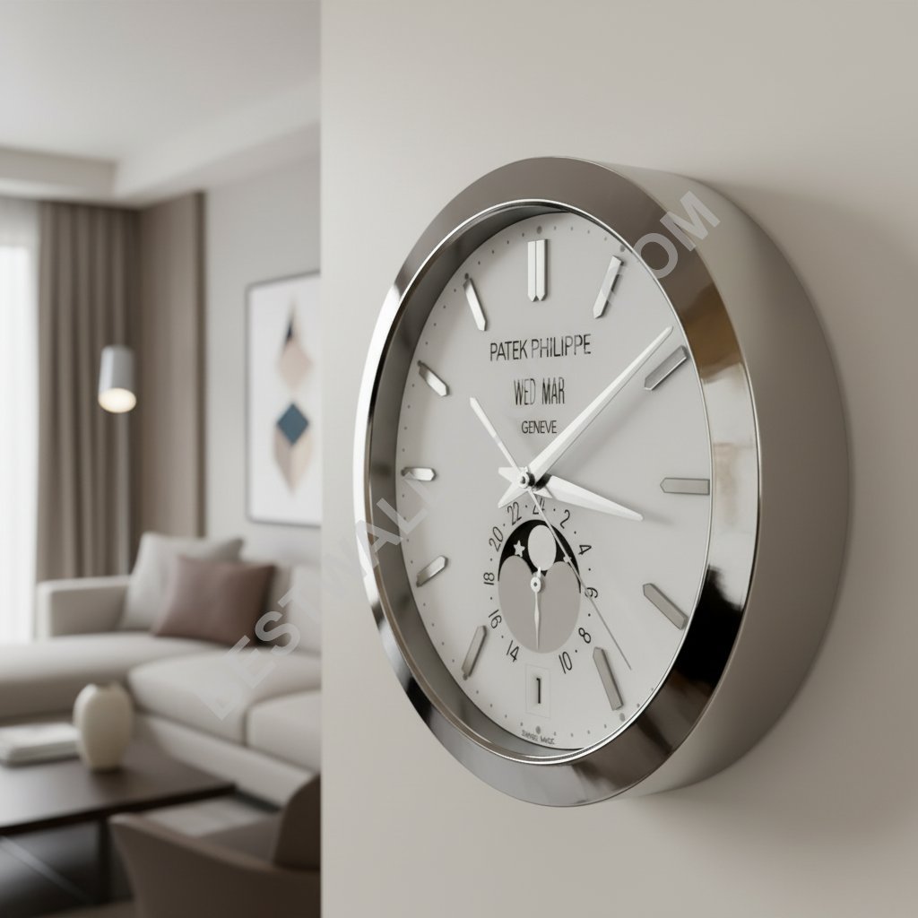 Relógio de Parede Patek Philippe Calendário Anual – Dealer Display 38cm (Edição Prata) - Imagem 5