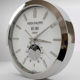 Patek Philippe Annual Calendar Style – Dealer Display Wall Clock 38cm (Silver Edition)