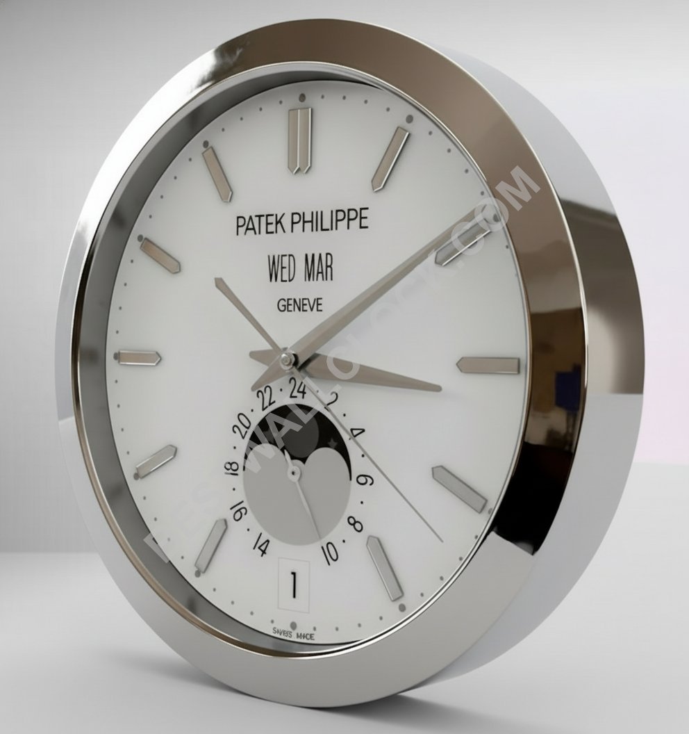 Relógio de Parede Patek Philippe Calendário Anual – Dealer Display 38cm (Edição Prata)