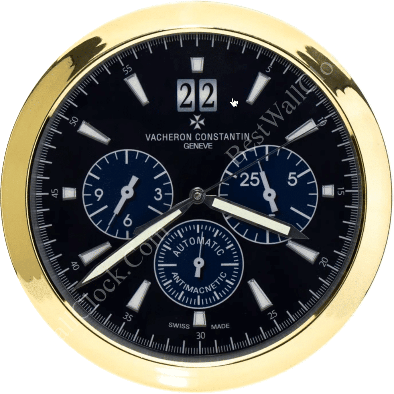 Horloge murale Vacheron Constantin Overseas Style – Dealer Display 38 cm (Édition Or et Noir)