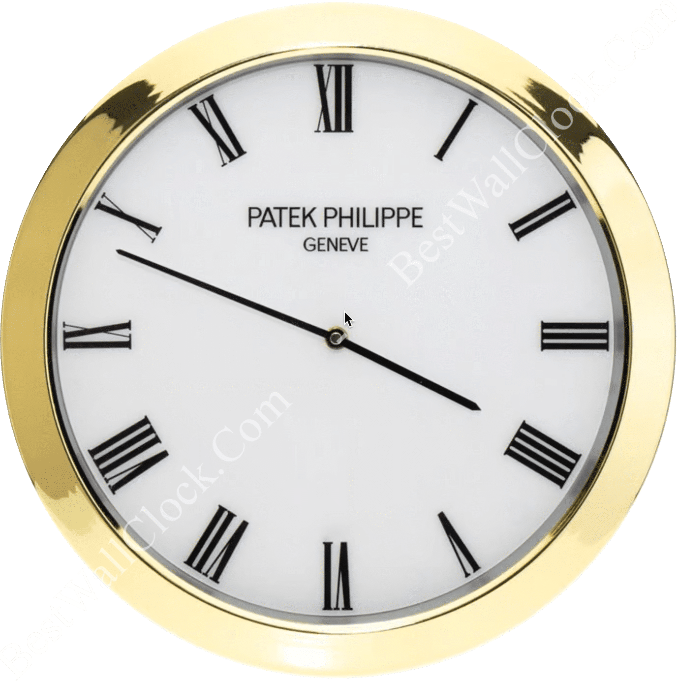 Patek Philippe wall clock with Roman numerals and gold rim, rolex well clock