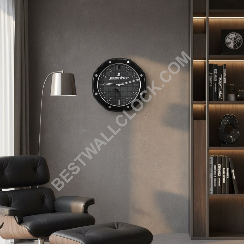 Relógio de Parede para Exposição de Revendedores Audemars Piguet Royal Oak – Estilo Cerâmica Preta e Mostrador Preto - Imagem 2
