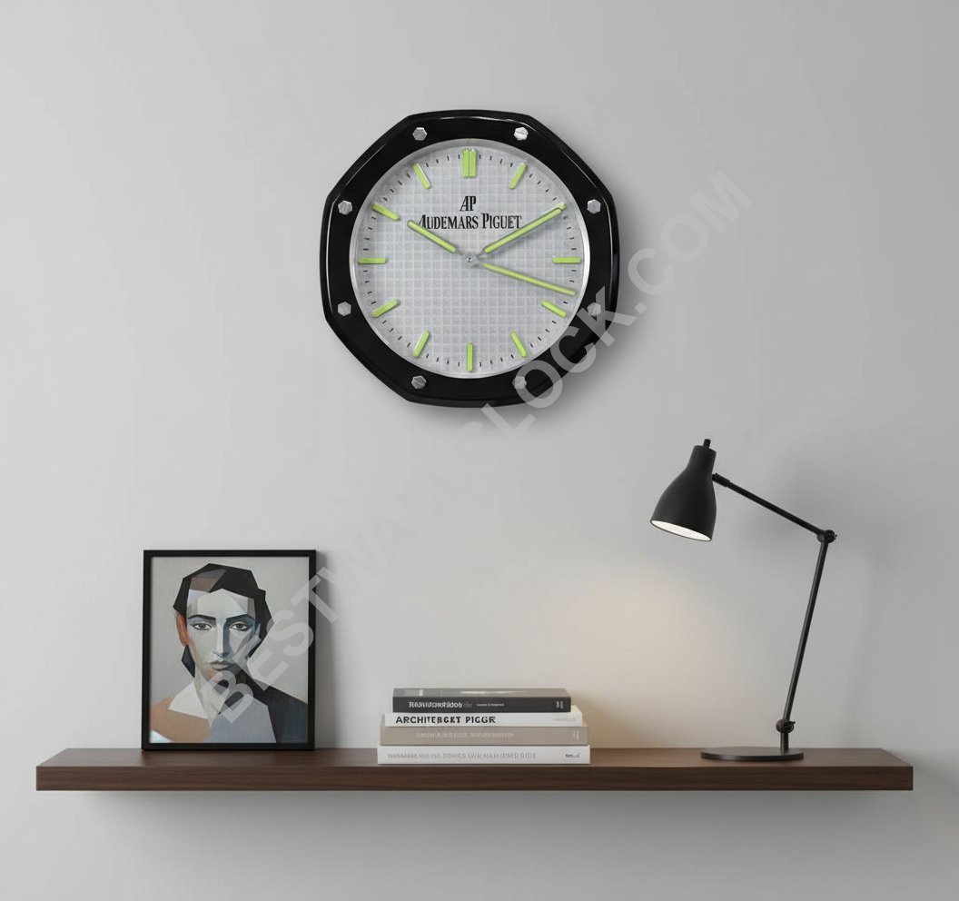 Reloj de pared estilo Audemars Piguet Royal Oak – dealer display (estilo cerámico negro y esfera blanca) - Imagen 3