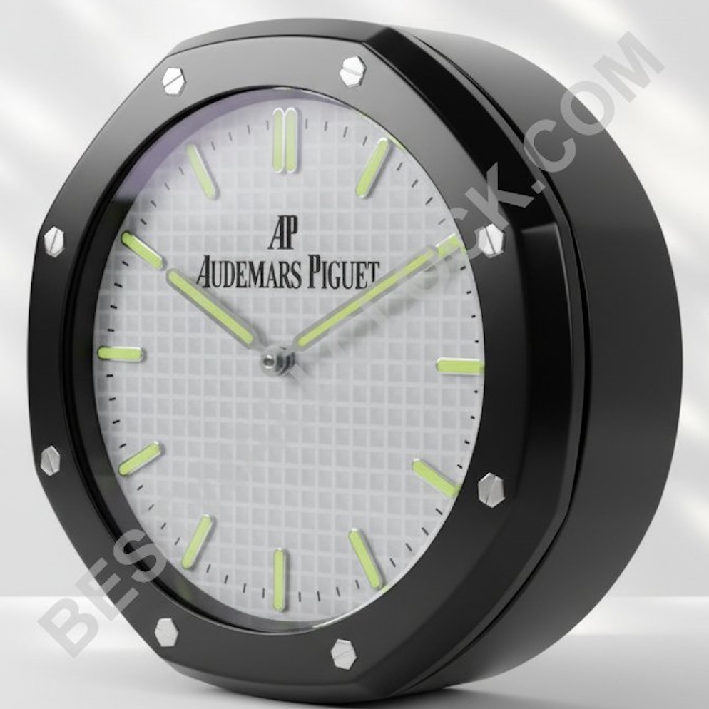 Reloj de pared estilo Audemars Piguet Royal Oak – dealer display (estilo cerámico negro y esfera blanca)