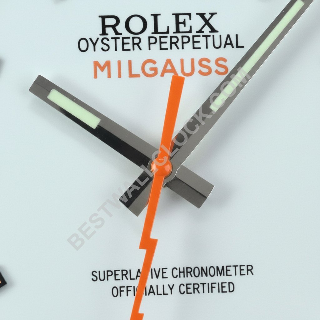 Rolex Milgauss Style – dealer display Wall Clock (Polar White Smooth Black) - Image 2