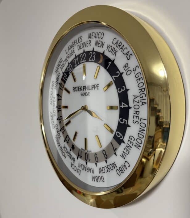 Patek Philippe World Time Style – Dealer Display Wall Clock 38cm