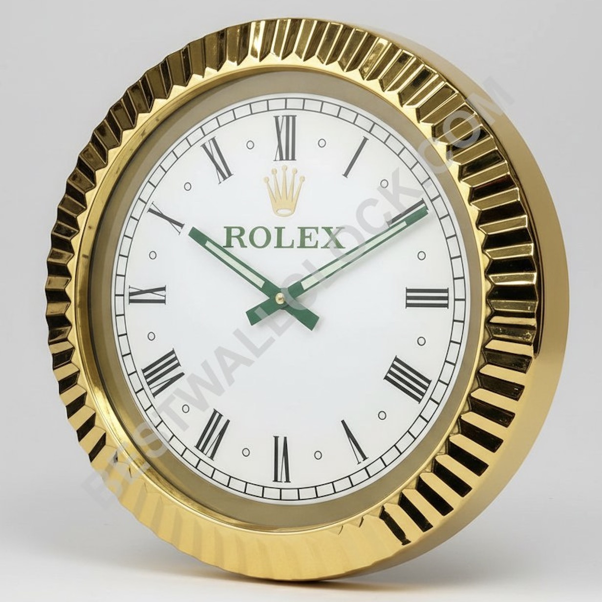 Estilo Wimbledon Oro y Verde, Números Romanos | Reloj de Pared
