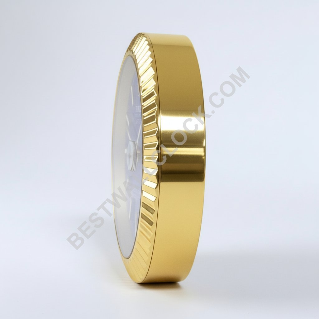 Rolex Datejust Style – Dealer Display Wall Clock (Blue Baton Fluted Gold) - Image 3