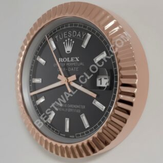 Rolex Day-Date "Rose Gold & Slate" Style – Dealer Display Wall Clock