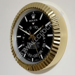 Rolex Sky-Dweller "Black Dial" Style – Dealer Display Wall Clock (Smooth Bezel)
