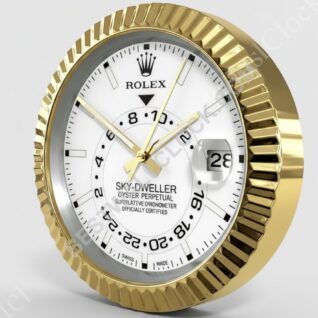 Reloj de pared Rolex Sky-Dweller "Oro y Blanco" – Dealer Display (Bisel estriado)
