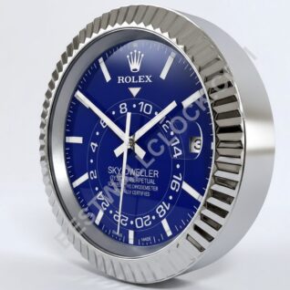 Reloj de pared Rolex Sky-Dweller "Esfera Azul" – Dealer Display (Bisel estriado)