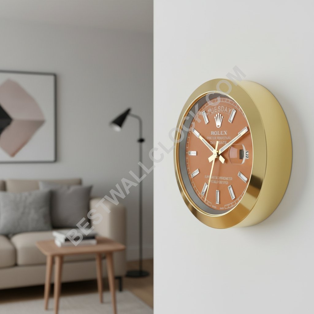 Orologio da parete Day-Date – Dealer Display (Argento scanalato / Champagne) - immagine 6