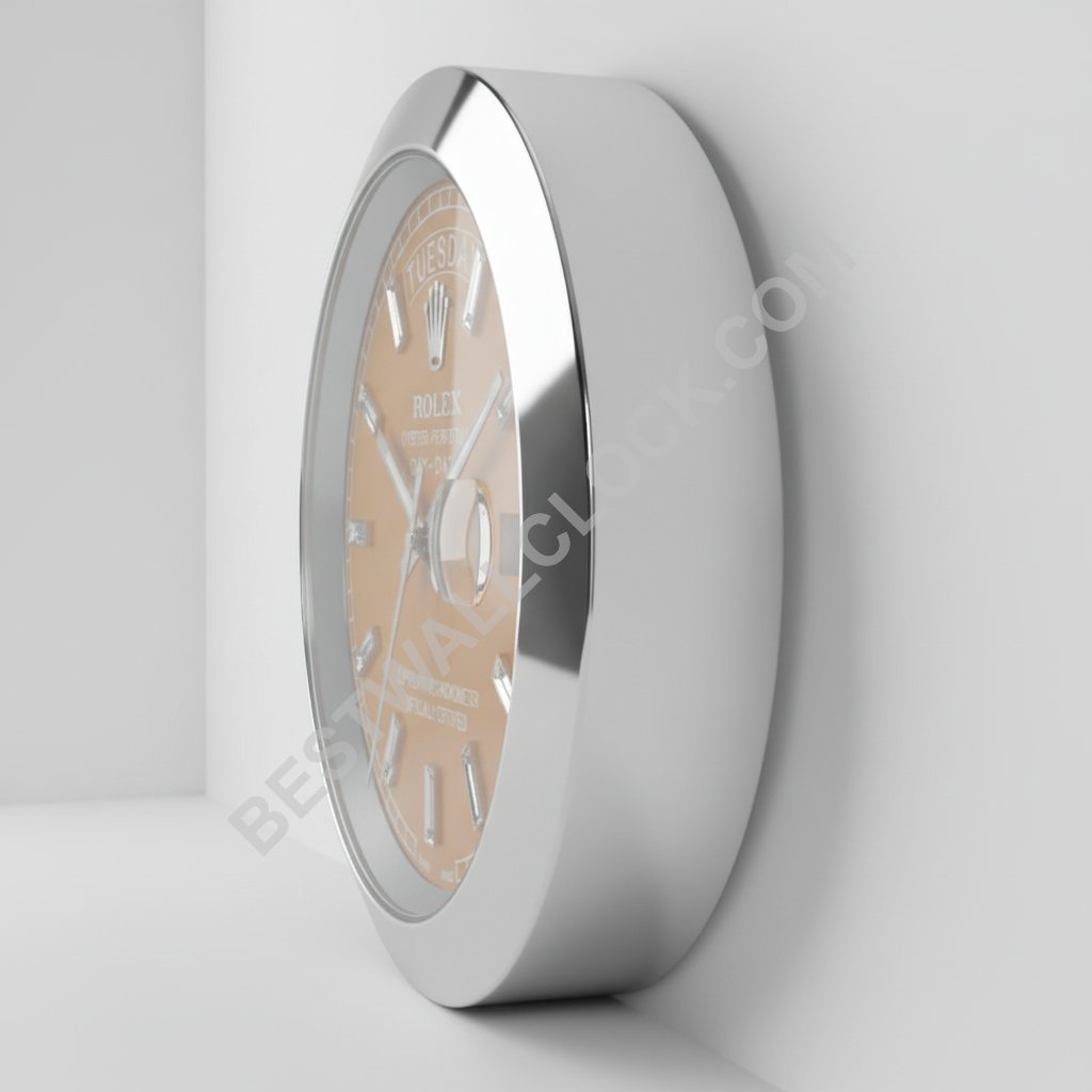 ロレックス デイデイト "シャンパン ダイヤル" スタイル – dealer display ウォール クロック (スムース ベゼル) - 画像 (5)