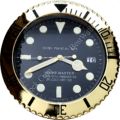 Close-up of a Rolex Yacht-Master watch face with black dial, gold bezel marked with minute indicators, luminescent hour markers and hands, date display at 3 o'clock showing the number 16, and text reading Oyster Perpetual Date, Yacht-Master, Superlative Chronometer Officially Certified, Swiss Made.