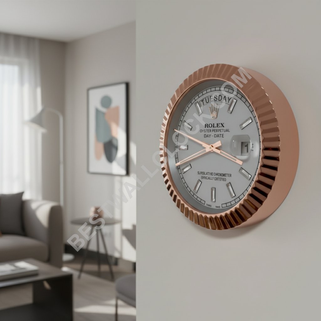 Rolex Day-Date "Rose Gold & White" Style – Dealer Display Wall Clock - Image 8