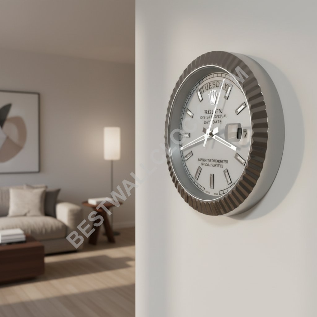 Rolex Day-Date "White Gold & White" Style – Dealer Display Wall Clock - Image 9