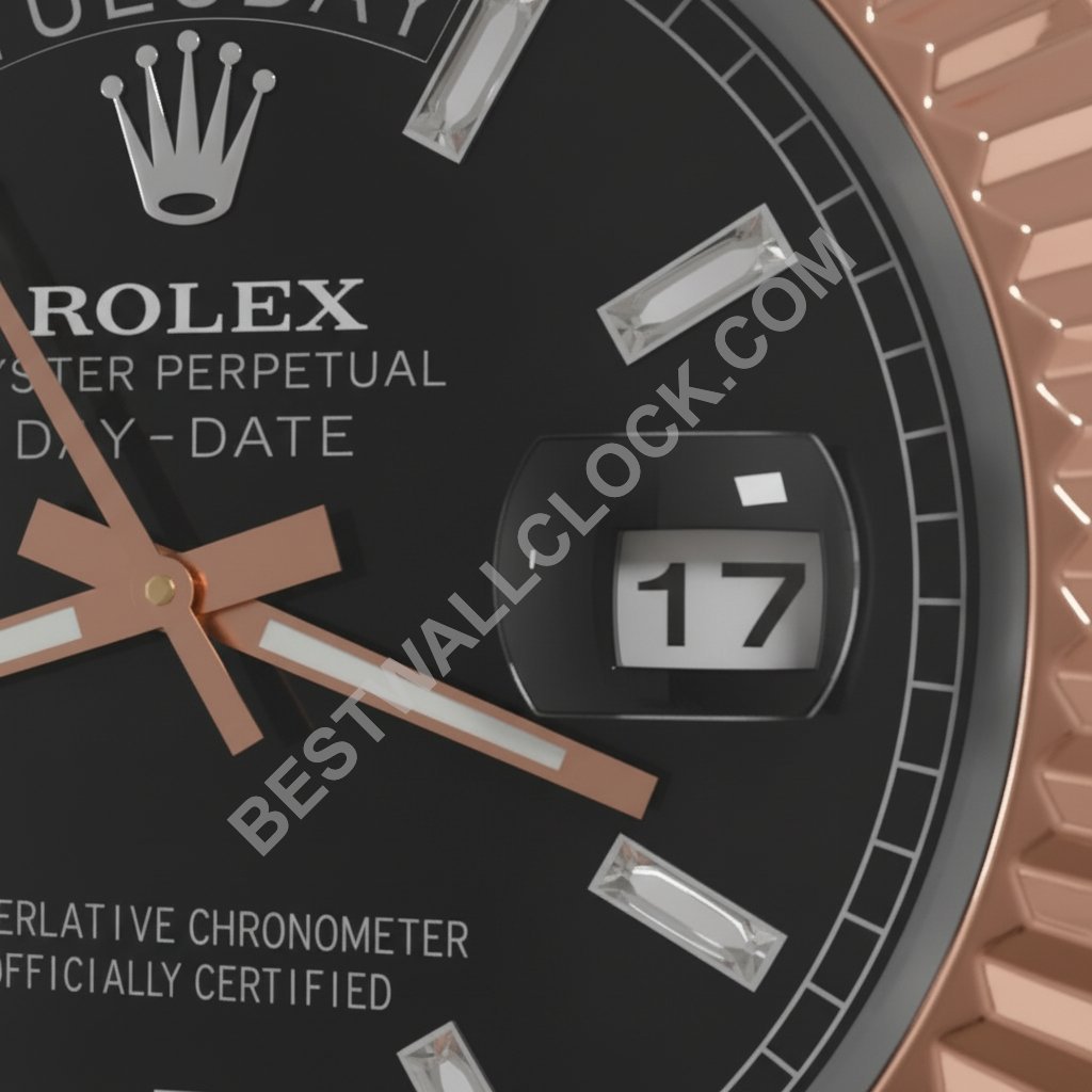  Day-Date "Roze Goud & Leisteen" Stijl – Dealer Display Wandklok - Afbeelding 2